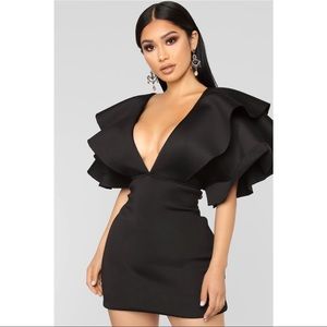 Fashion Nova Black Ruffle Mini Dress